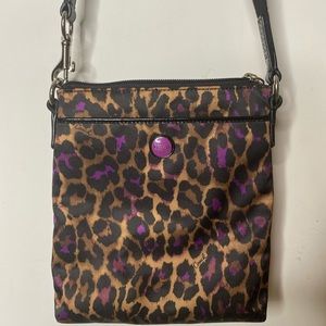 Crossbody Coach bag with ocelot print - like new!